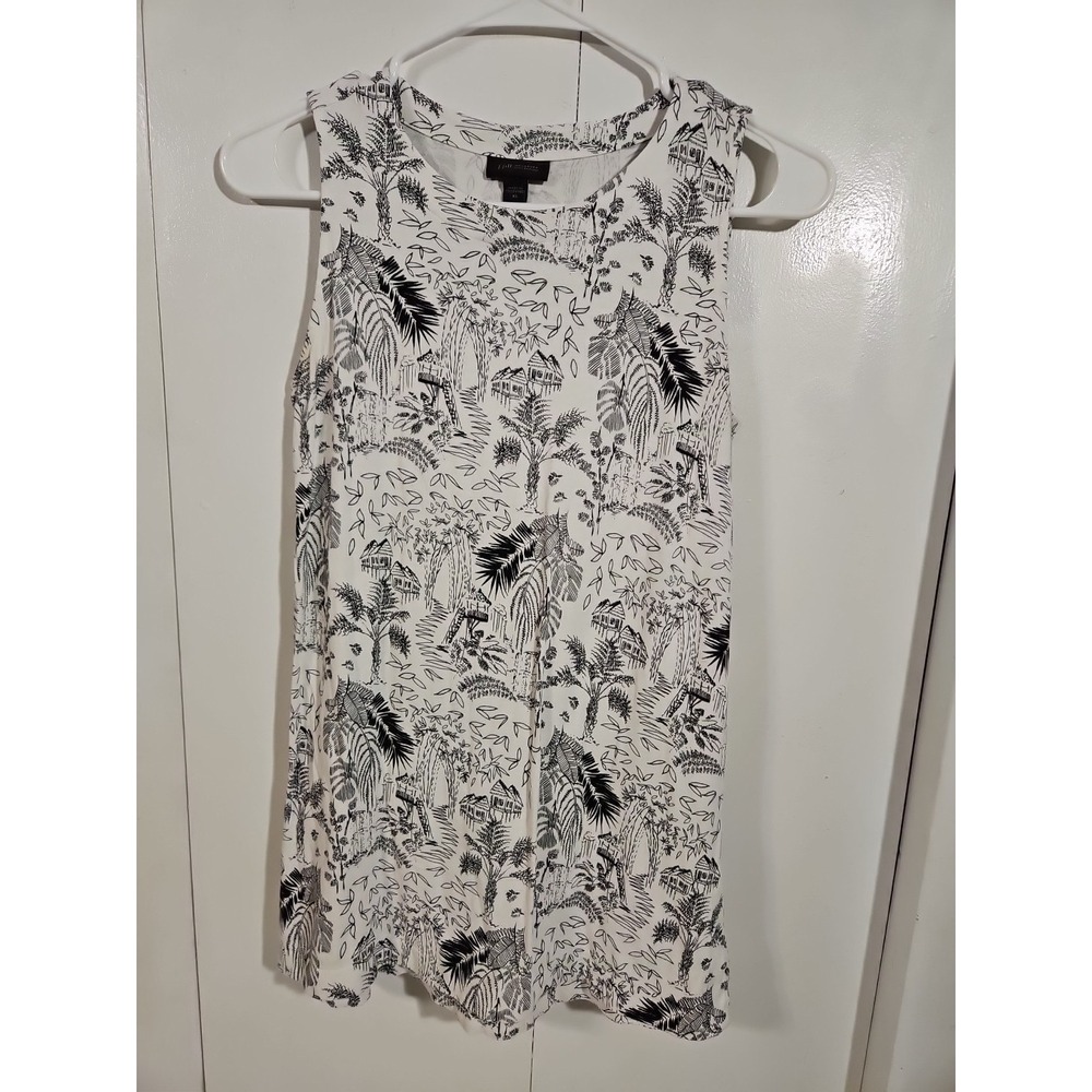 J. Jill Wearever Collection A-Line  Tank Top White/Black Women's XS FLOWY (1433